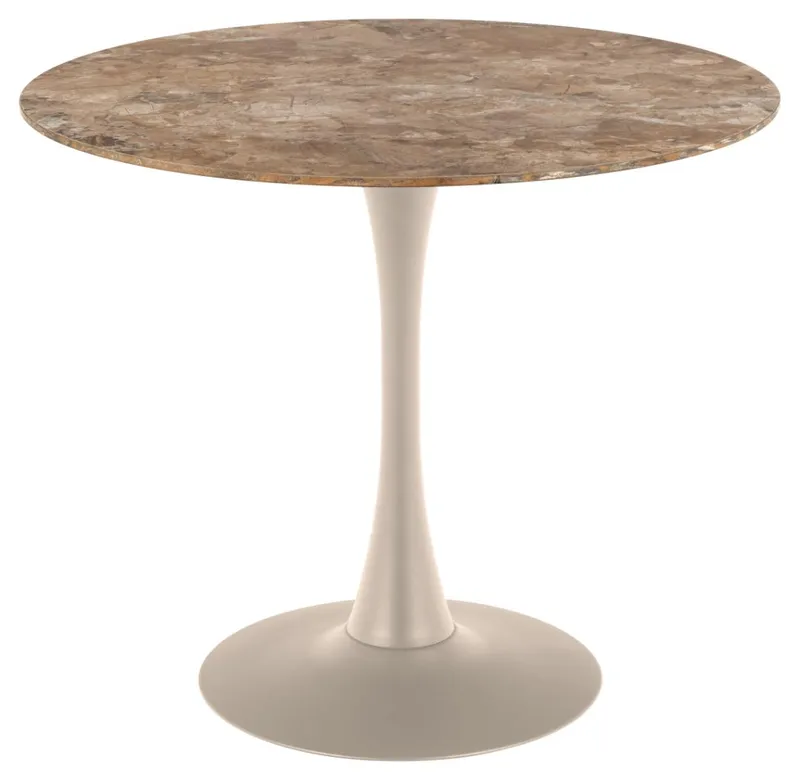 Salm Spisebord 90 cm rundt, Brun keramikk med subtile årer; grå base