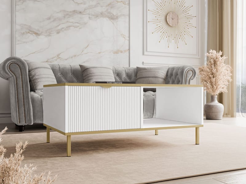 Salmor Sofabord 100 cm - Hvit - Møbler - Bord - Sofabord & salongbord