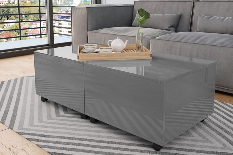 Salongbord høyglans grå 120x60x35 cm - Grå - Sofabord & salongbord