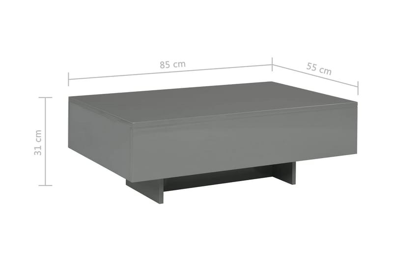 Salongbord høyglans grå 85x55x31 cm MDF - Grå - Sofabord & salongbord