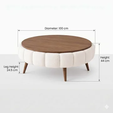 Salongbord Homitis Roundy (Ø100 x H44 cm) Hvit valnøtt - Møbler - Bord - Sofabord & salongbord