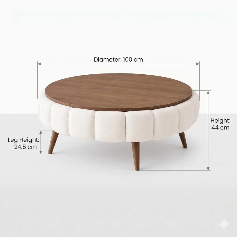 Salongbord Homitis Roundy (Ø100 x H44 cm) Hvit valnøtt - Møbler - Bord - Sofabord & salongbord