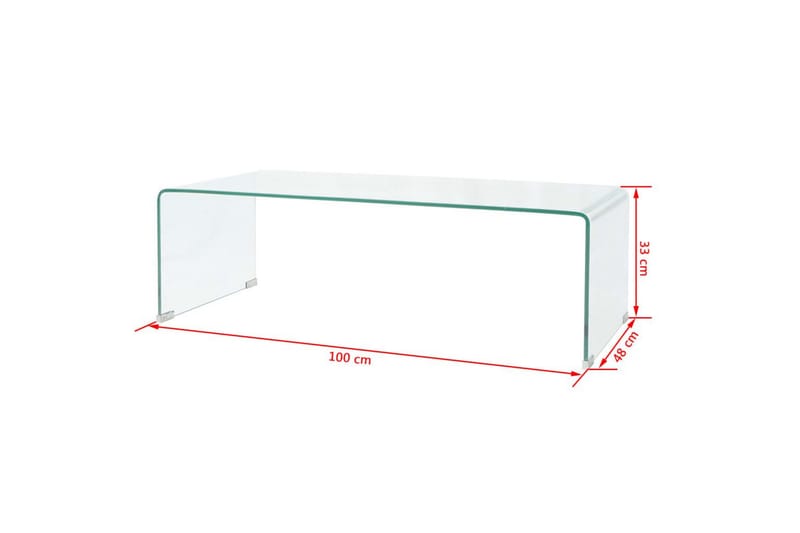 Salongbord temperert glass 100x48x33 cm klar - Gjennomsiktig - Sofabord & salongbord