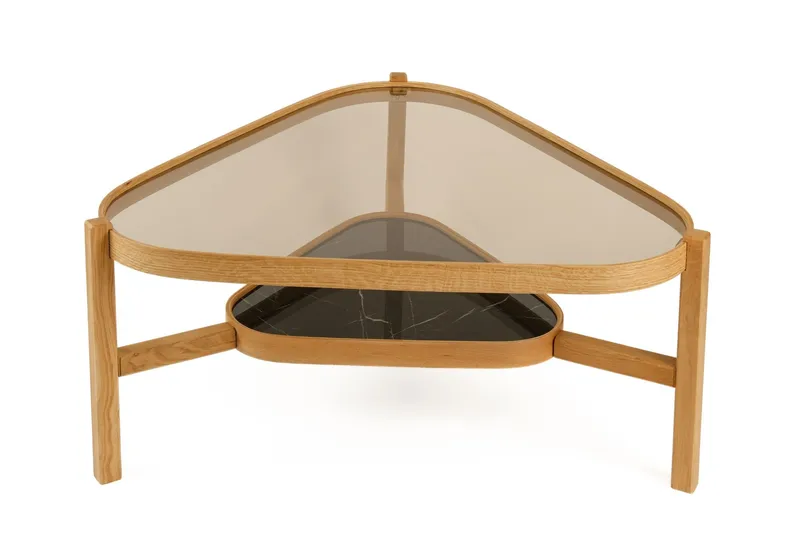 Salongbord Wallxpert Capella (95 x 48 x 95 cm) Eik svart marmor - Eik og svart marmor - Møbler - Bord - Marmorbord