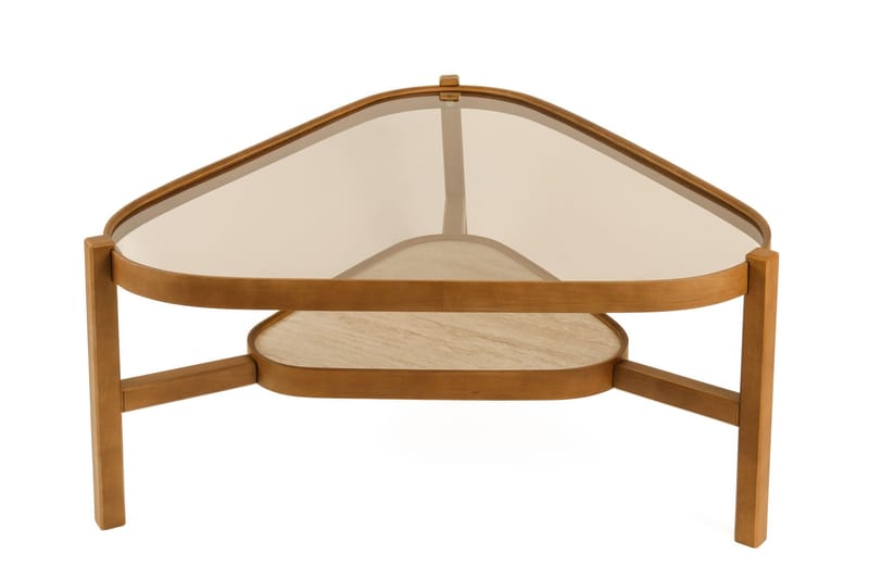 Salongbord Wallxpert Capella (95 x 48 x 95 cm) Valnøtt travertin - Valnøtt og travertin - Møbler - Bord - Sofabord & salongbord