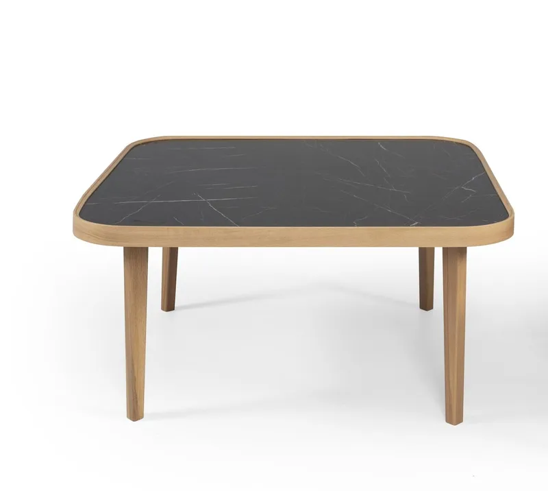 Salongbord Wallxpert Hera (90 x 42 x 90 cm) Eik svart marmor, Eik og svart marmor