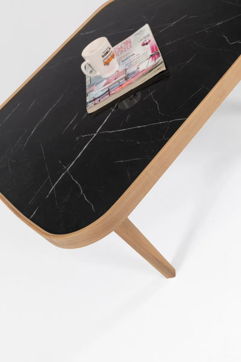 Salongbord Wallxpert Hera (90 x 42 x 90 cm) Eik svart marmor - Eik og svart marmor - Møbler - Bord - Marmorbord