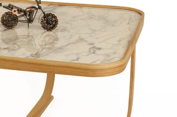 Salongbord Wallxpert Hisar (90 x 45 x 90 cm) Eik hvit marmor - Eik og hvit marmor - Møbler - Bord - Marmorbord