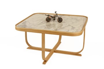 Salongbord Wallxpert Hisar (90 x 45 x 90 cm) Eik hvit marmor - Eik og hvit marmor - Møbler - Bord - Marmorbord