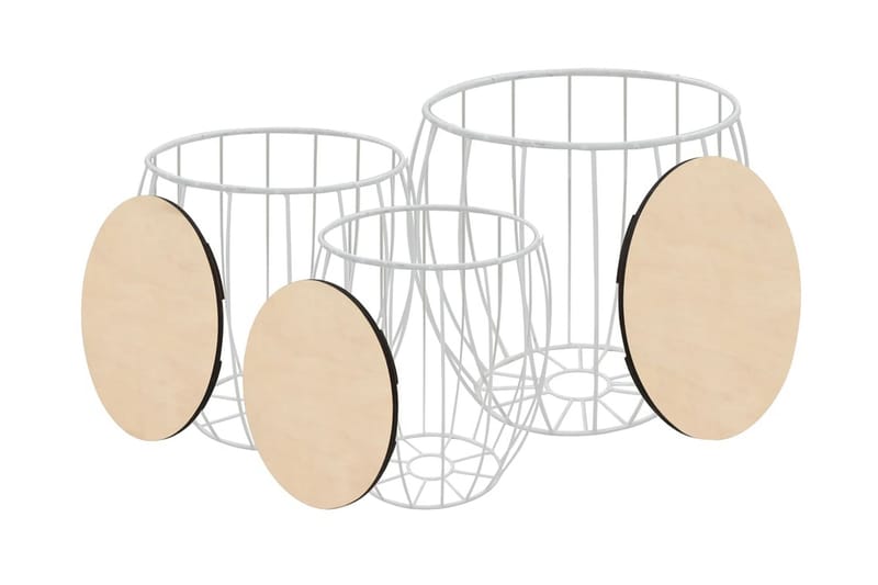 Salongbordsett 3 deler kryssfinér av poppel og jern - Beige|Svart - Sofabord & salongbord