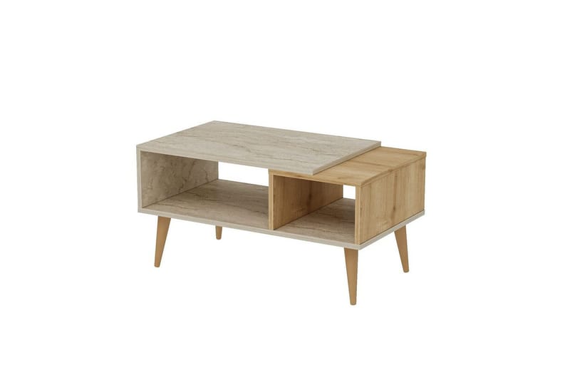 Salric Stuebord 90 cm - Travertin/Eik - Møbler - Bord - Sofabord & salongbord