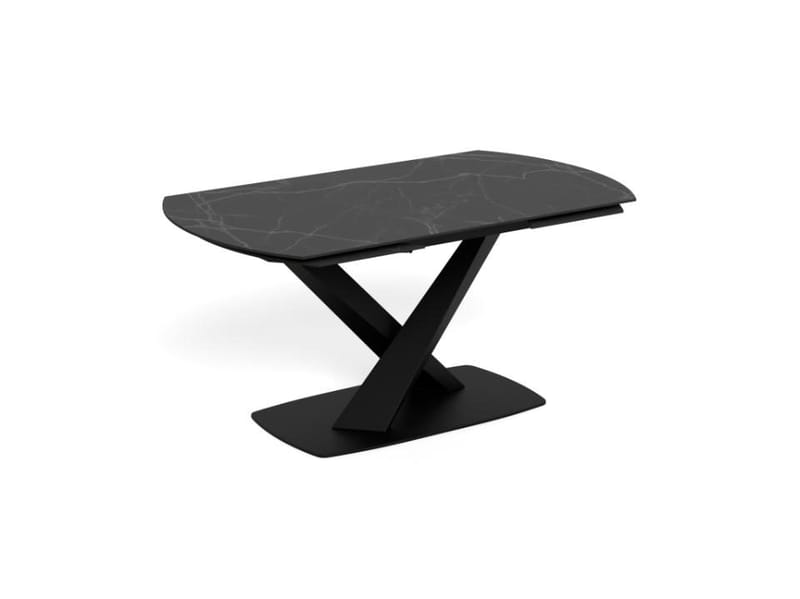 Salvas uttrekkbart spisebord 160–240 cm ovalt, Matt svart topp med hvite nyanser; svart base