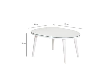 Samtens 75 cm Ovalt Sofabord i Glass med Treben - Hvit - Møbler - Bord - Sofabord & salongbord