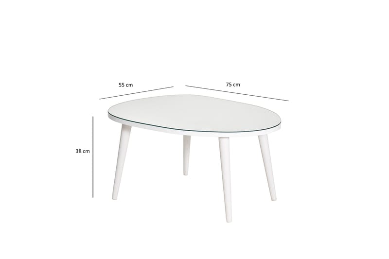 Samtens 75 cm Ovalt Sofabord i Glass med Treben - Hvit - Møbler - Bord - Sofabord & salongbord