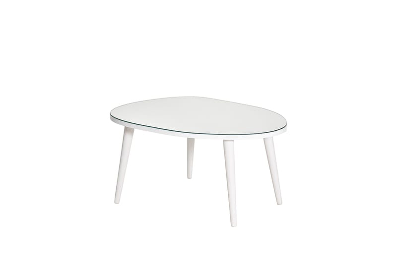 Samtens 75 cm Ovalt Sofabord i Glass med Treben, Hvit