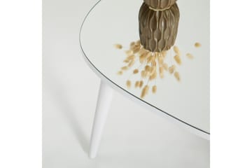 Samtens 75 cm Ovalt Sofabord i Glass med Treben - Hvit - Møbler - Bord - Sofabord & salongbord