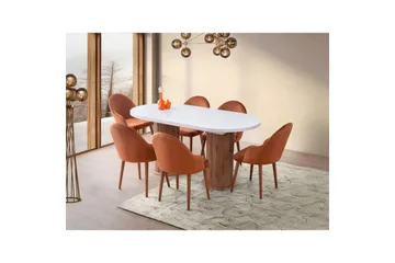 Samtens Spisebord 180 cm Oval - Hvit - Møbler - Bord - Spisebord & kjøkkenbord