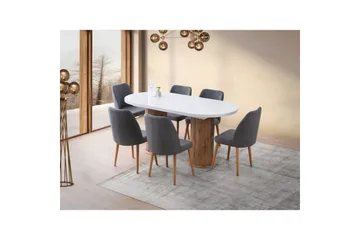 Samtens Spisebord 180 cm Oval - Hvit - Møbler - Bord - Spisebord & kjøkkenbord