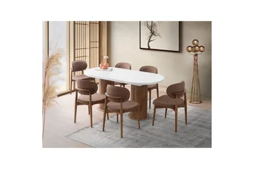 Samtens Spisebord 180 cm Oval - Hvit - Møbler - Bord - Spisebord & kjøkkenbord