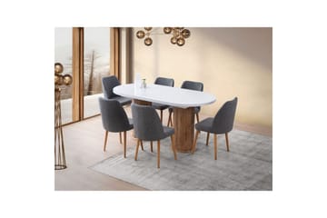 Samtens Spisebord 180 cm Oval - Hvit - Møbler - Bord - Spisebord & kjøkkenbord