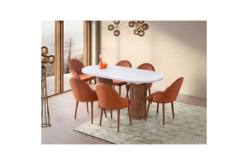 Samtens Spisebord 180 cm Oval - Hvit - Møbler - Bord - Spisebord & kjøkkenbord