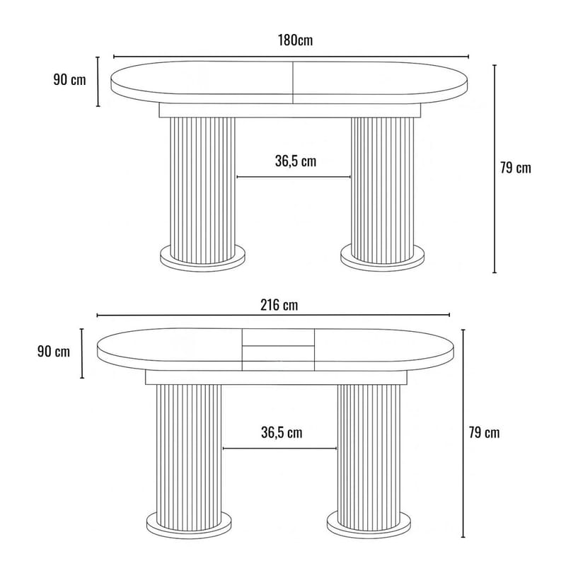 Samtens Spisebord Oval 180 cm - Brun/Taupe - Møbler - Bord - Spisebord & kjøkkenbord