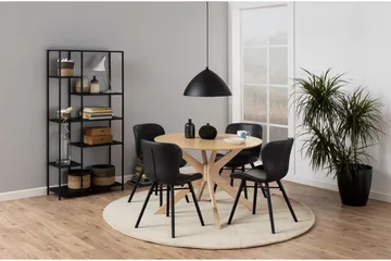 Sanae Rundt Spisebord 105 cm med Tre- og Eikeutseende - Hvit - Møbler - Bord - Spisebord & kjøkkenbord