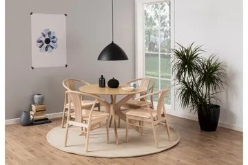 Sanae Rundt Spisebord 105 cm med Tre- og Eikeutseende - Hvit - Møbler - Bord - Spisebord & kjøkkenbord