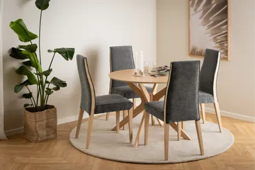 Sanae Rundt Spisebord 105 cm med Tre- og Eikeutseende - Hvit - Møbler - Bord - Spisebord & kjøkkenbord
