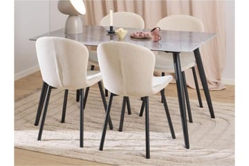 Sanjoan Spisegruppe 140 Cm + 4 Amrita Spisestuestoler - Gr�å/Beige/Svart - Møbler - Bord - Spisegruppe