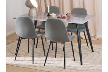 Sanjoan Spisegruppe 140 Cm + 4 Salaman Spisestuestoler - Grå/Svart - Møbler - Bord - Spisegruppe