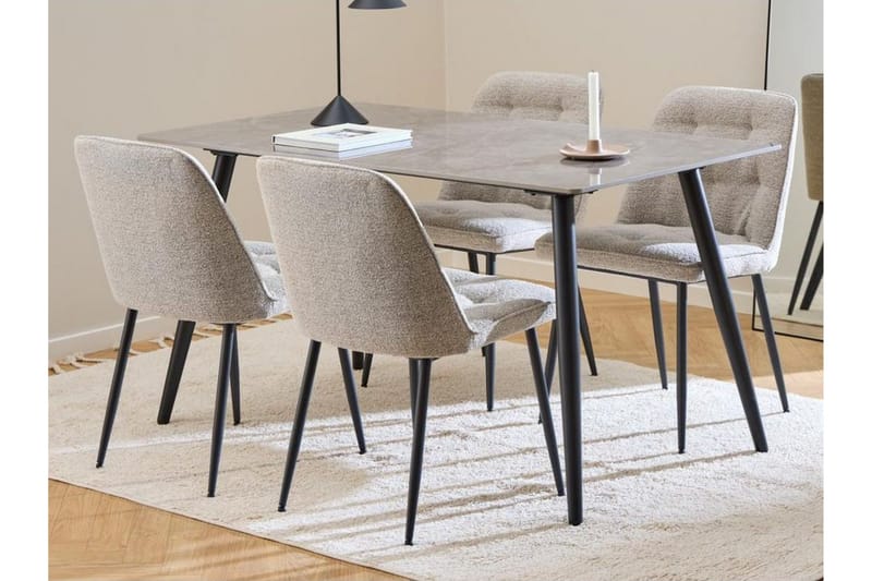 Sanjoan Spisegruppe 140 Cm + 4 Zabinka Spisestoler - Svart/Beige/Brun - Møbler - Bord - Spisegruppe