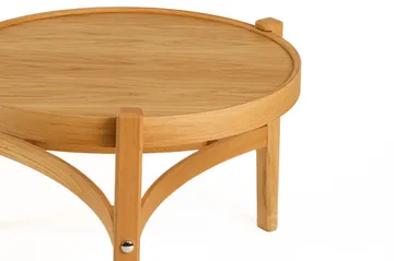 Sarnor Lite Rundt Sofabord 60 cm med Buede Tverrstøtter i Eik - Beige - Møbler - Bord - Sofabord & salongbord