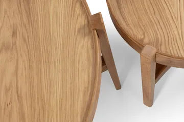 Sarnor Lite Rundt Sofabord 60 cm med Buede Tverrstøtter i Eik - Beige - Møbler - Bord - Sofabord & salongbord