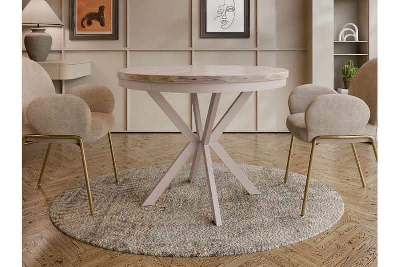 Sereth Matbord 100 cm Rund - Brun/Beige - Møbler - Bord - Spisebord & kjøkkenbord