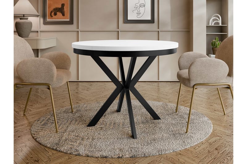 Sereth Matbord 100 cm Rund - Hvit/Svart - Møbler - Bord - Spisebord & kjøkkenbord