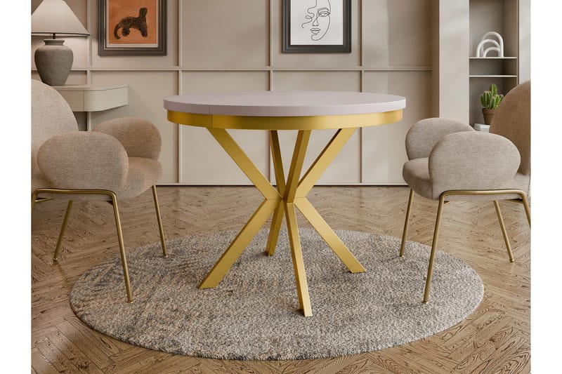 Sereth Matbord 120 cm Rund - Beige/Gull - Møbler - Bord - Spisebord & kjøkkenbord