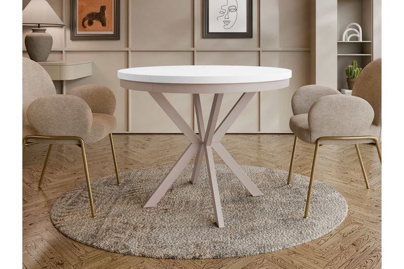 Sereth Matbord 120 cm Rund - Hvit/Beige - Møbler - Bord - Spisebord & kjøkkenbord