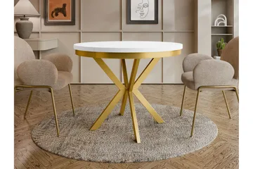 Sereth Matbord 120 cm Rund - Hvit/Gull - Møbler - Bord - Spisebord & kjøkkenbord