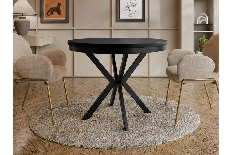 Sereth Matbord 120 cm Rund - Svart - Møbler - Bord - Spisebord & kjøkkenbord