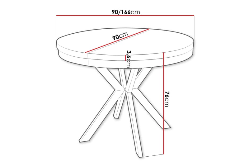 Sereth Matbord 90 cm Rund - Grå/Svart - Møbler - Bord - Spisebord & kjøkkenbord