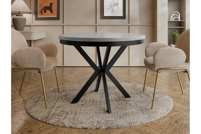 Sereth Matbord 90 cm Rund - Grå/Svart - Møbler - Bord - Spisebord & kjøkkenbord