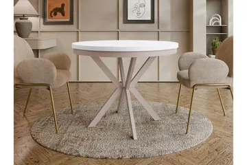 Sereth Matbord 90 cm Rund - Hvit/Beige - Møbler - Bord - Spisebord & kjøkkenbord