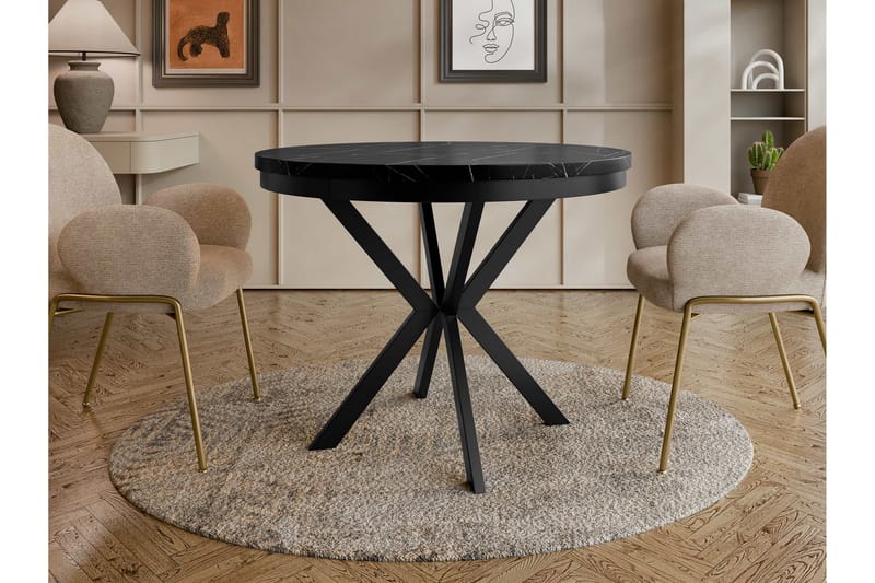 Sereth Matbord 90 cm Rund - Svart - Møbler - Bord - Spisebord & kjøkkenbord
