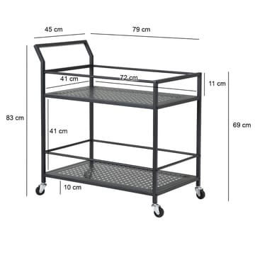 Fenino serveringsvogn 79 cm - Matt svart - Møbler - Bord - Serveringsvogn & serveringsbord - Trillebord & Serveringsbord