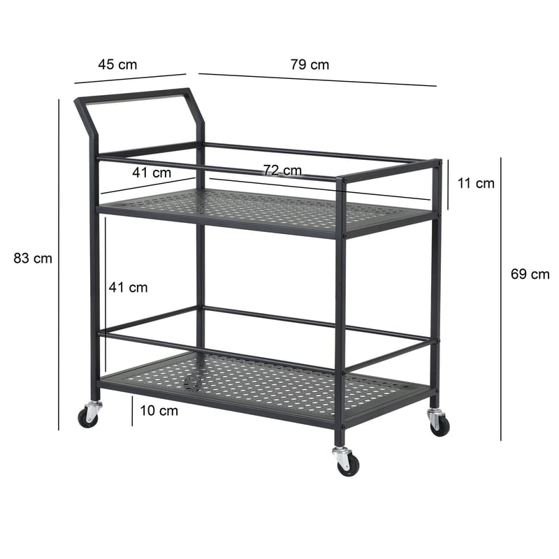 Fenino serveringsvogn 79 cm - Matt svart - Møbler - Bord - Serveringsvogn & serveringsbord - Trillebord & Serveringsbord