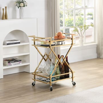 Galeri serveringsvogn 65 cm - Blank gullfarget og svart - Møbler - Bord - Serveringsvogn & serveringsbord - Trillebord & Serveringsbord