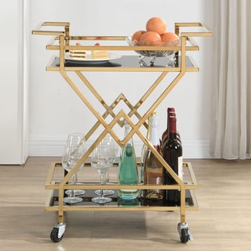 Galeri serveringsvogn 65 cm - Blank gullfarget og svart - Møbler - Bord - Serveringsvogn & serveringsbord - Trillebord & Serveringsbord