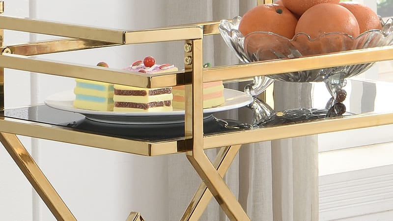 Galeri serveringsvogn 65 cm - Blank gullfarget og svart - Møbler - Bord - Serveringsvogn & serveringsbord - Trillebord & Serveringsbord