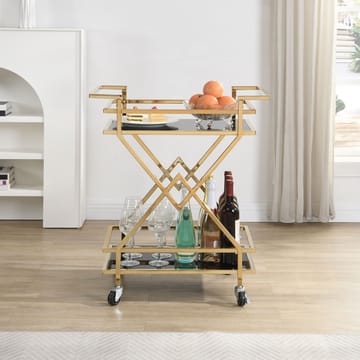 Galeri serveringsvogn 65 cm - Blank gullfarget og svart - Møbler - Bord - Serveringsvogn & serveringsbord - Trillebord & Serveringsbord